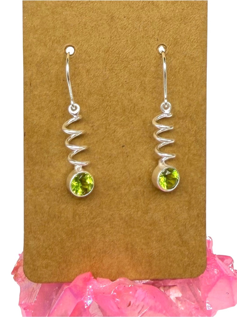 Peridot Earrings 925 Sterling Silver Plated